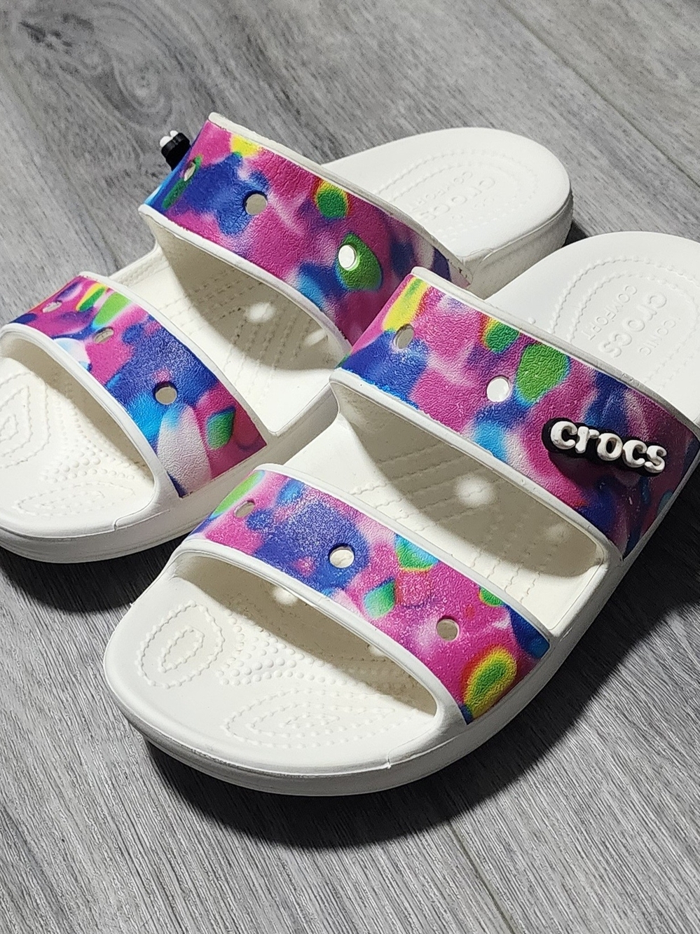 Crocs Classic Solarized Two Strap Tie-dye Pattern Sandals Slides Womens Size 9